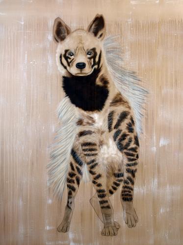  striped hyena hyaena 動物画 Thierry Bisch Contemporary painter animals painting art decoration nature biodiversity conservation